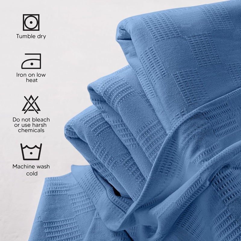 Utopia Bedding 100% Cotton Blanket (Queen Size - 90x90 Inches) 350GSM Lightweight Thermal Blanket, Soft Breathable Blanket for All Seasons (Wedgewood) - Image 5