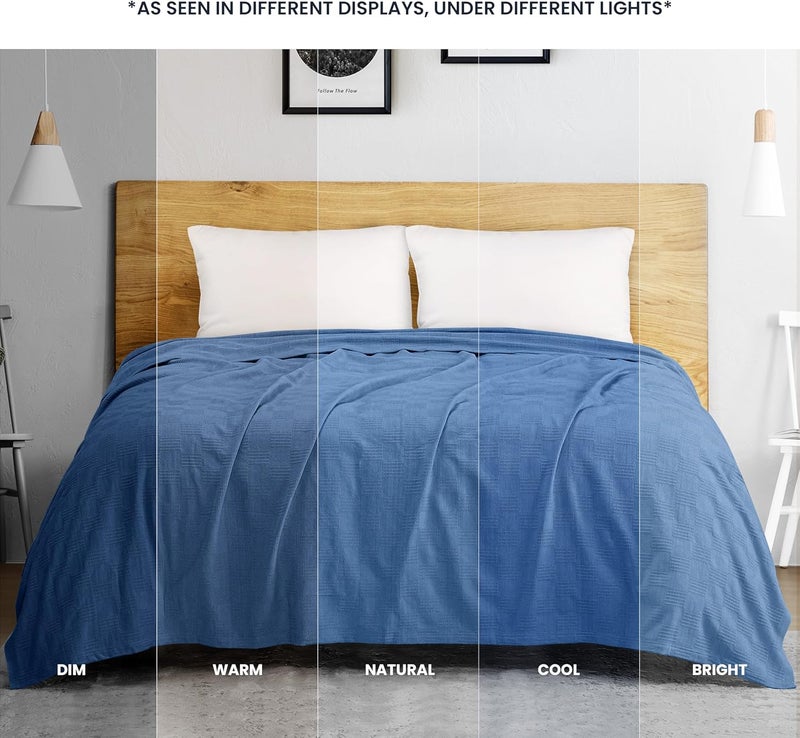 Utopia Bedding 100% Cotton Blanket (Queen Size - 90x90 Inches) 350GSM Lightweight Thermal Blanket, Soft Breathable Blanket for All Seasons (Wedgewood) - Image 4