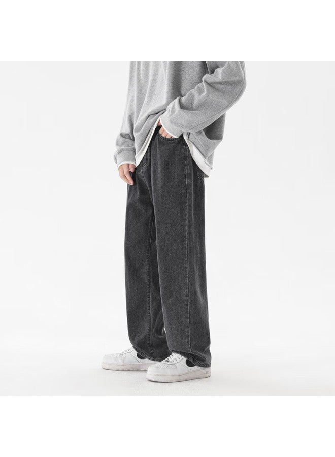Foss Phil Men's Jeans, Summer Loose Wide-leg Thin Long Pants, Straight-leg Trousers, Sports Casual Pants, 882 Dark Gray, XL - Image 1