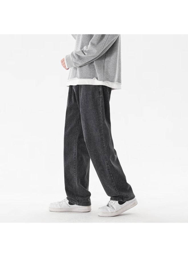 Foss Phil Men's Jeans, Summer Loose Wide-leg Thin Long Pants, Straight-leg Trousers, Sports Casual Pants, 882 Dark Gray, XL - Image 3