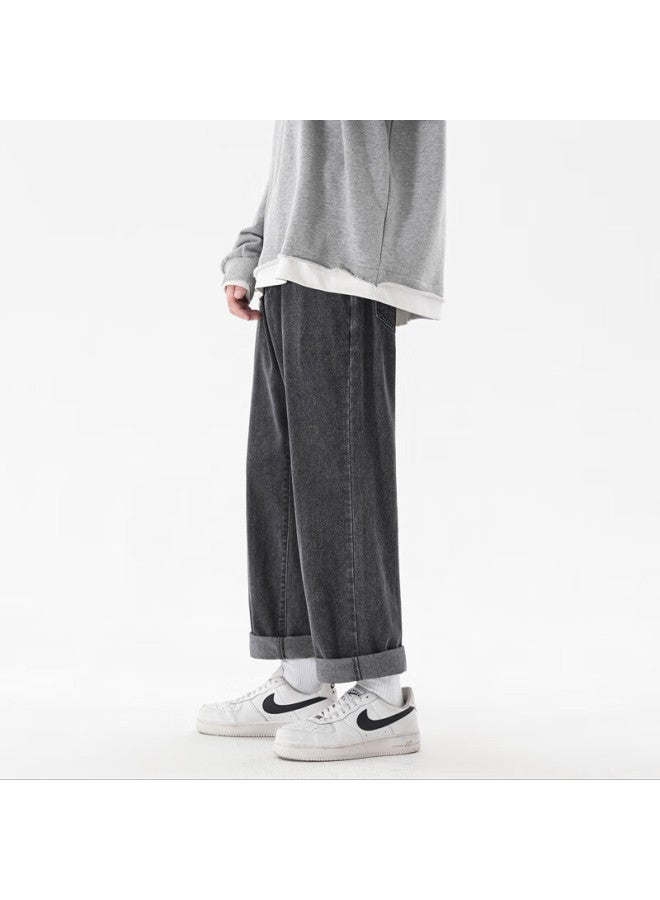 Foss Phil Men's Jeans, Summer Loose Wide-leg Thin Long Pants, Straight-leg Trousers, Sports Casual Pants, 882 Dark Gray, XL - Image 4