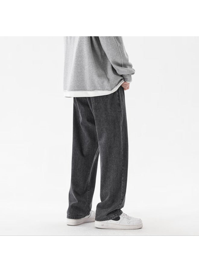 Foss Phil Men's Jeans, Summer Loose Wide-leg Thin Long Pants, Straight-leg Trousers, Sports Casual Pants, 882 Dark Gray, XL - Image 2