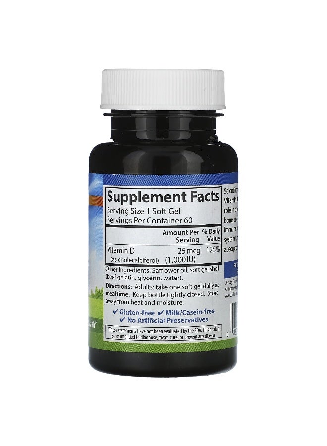 Carlson Carlson, Vitamin D3, 25 mcg (1,000 IU), 60 Soft Gels  - Image 2
