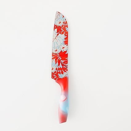 NAIDEV Stainless Steel ColorPrinted Santoku Knife Kitchen Accessories Multicolored Colorful NonStick Coating Blade for Home Kitchen NonSlip Handle with Blade Cover - Image 5