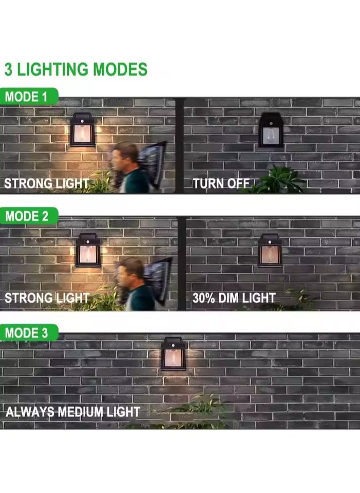 Generic - IP65 Waterproof Dusk to Dawn Motion Sensor Lights 3 Modes Solar Porch Light Wall Lamp with 1pc Edison Bulb for Patio Garage Shed - Image 1