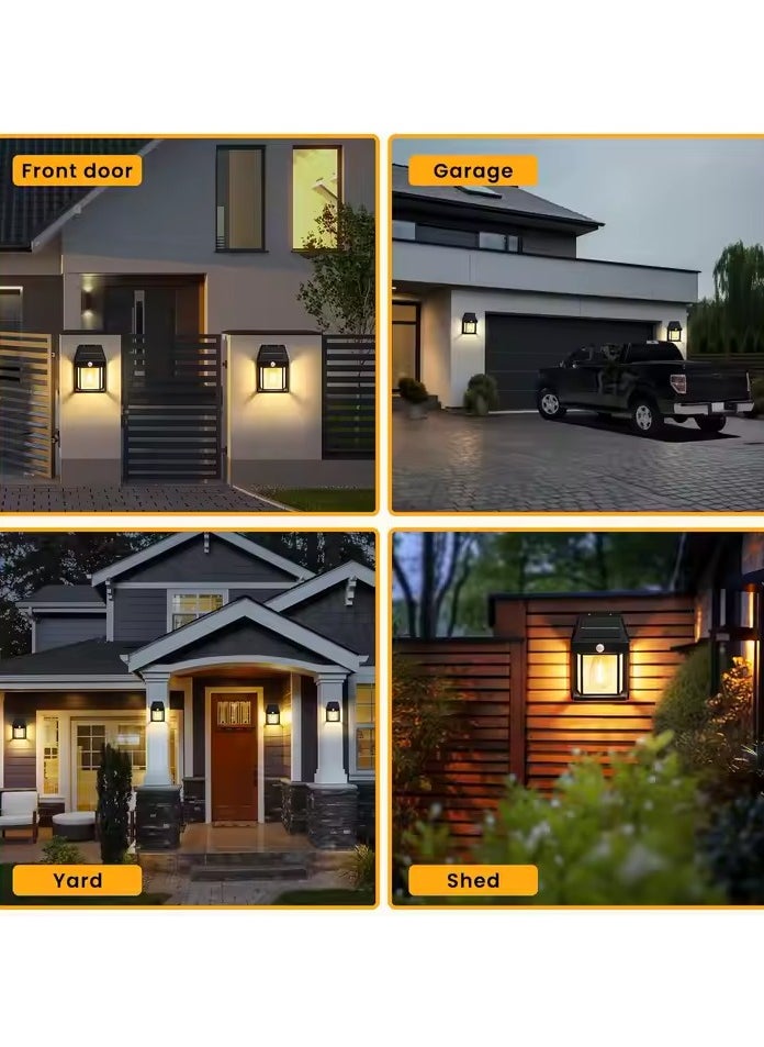 Generic - IP65 Waterproof Dusk to Dawn Motion Sensor Lights 3 Modes Solar Porch Light Wall Lamp with 1pc Edison Bulb for Patio Garage Shed - Image 1