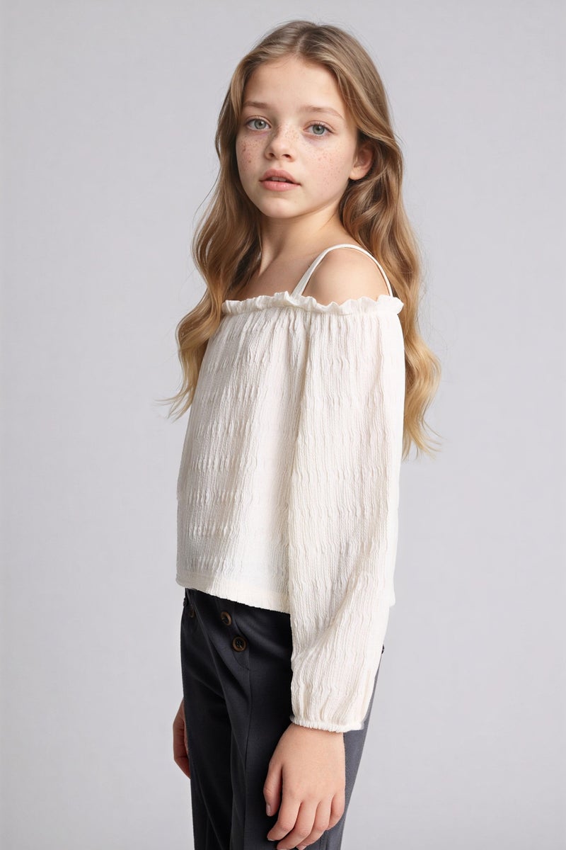 DeFacto Beige Girl Girl Crinkle 2 Piece Set Casual - Image 3