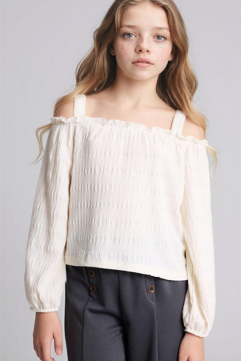 DeFacto Beige Girl Girl Crinkle 2 Piece Set Casual - Image 2