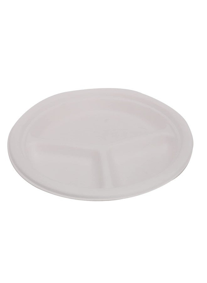 ECOWARE® (Pack of 25 Plates 100% Natural, Biodegradable, Compostable, Ecofriendly, Safe & Hygienic Disposable 10 inch 3-Compartment Round Plate - Medium Size - Image 5