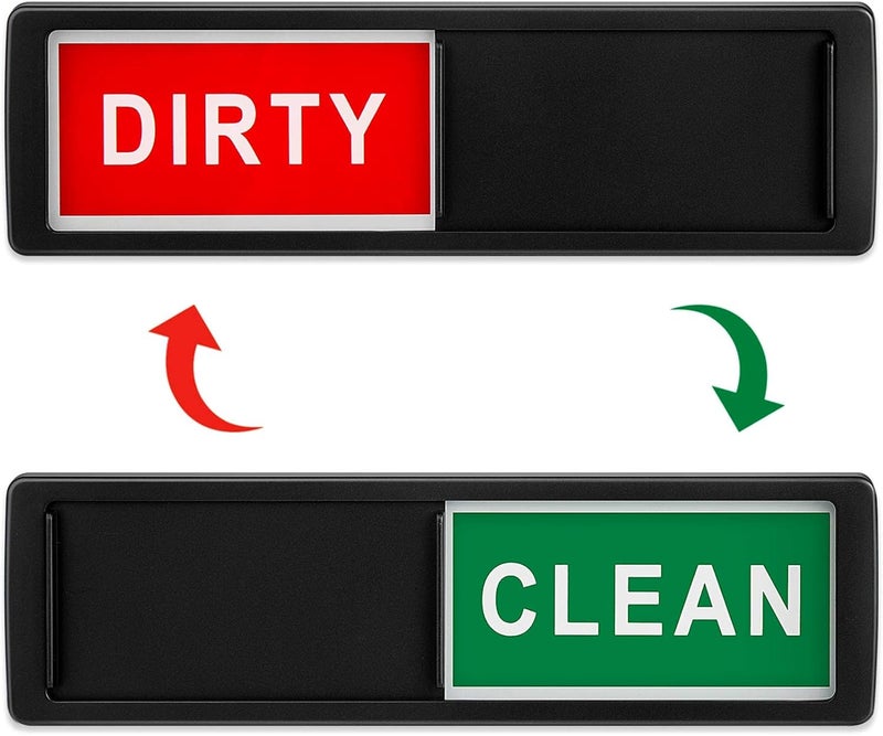 Cimkiz Dishwasher Magnet Clean Dirty Sign Shutter Only Changes When You Push It Non-Scratching Strong Magnet or Adhesive Options Indicator Tells Whether Dishes are Clean or Dirty (Black) - Image 1