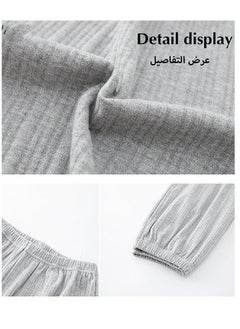 NIBEMINENT 2-Piece Set Of Unisex Pajamas Pure Cotton Long Sleeved Pants For Couples' Home Wear Fashion Casual Family  - Image 2