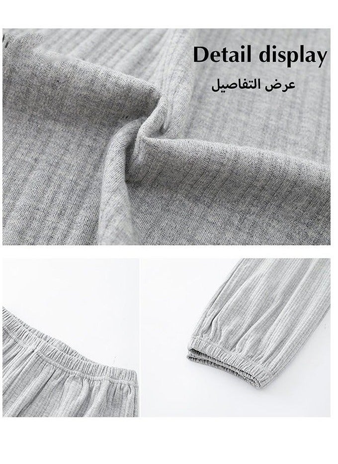 NIBEMINENT 2-Piece Set Of Unisex Pajamas Pure Cotton Long Sleeved Pants For Couples' Home Wear Fashion Casual Family  - Image 2