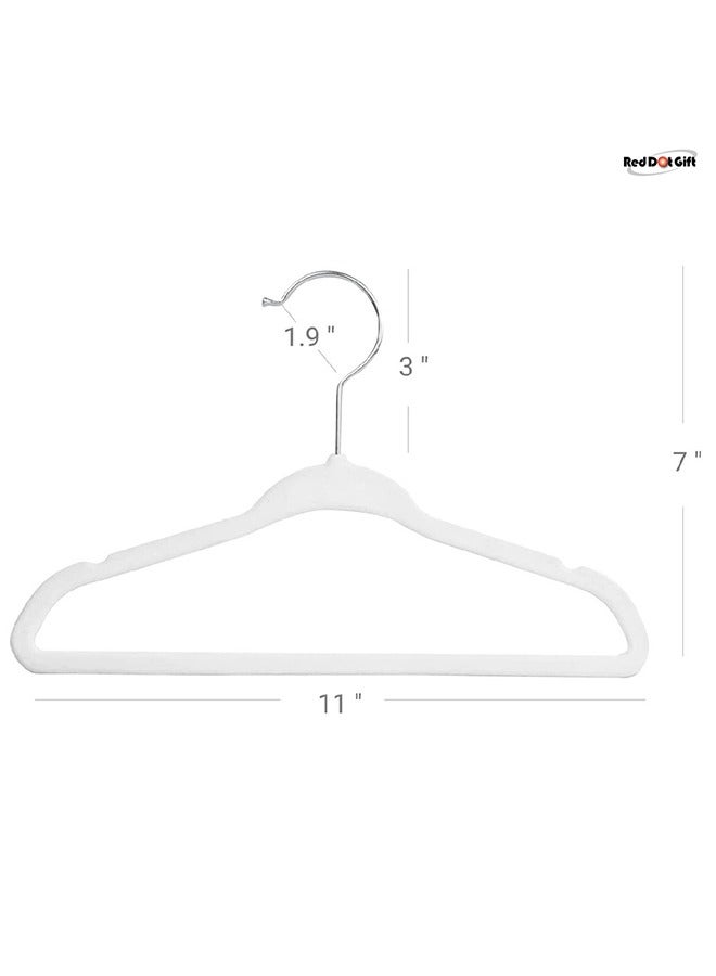 Red Dot Gift علاقة ملابس حضانة بيضاء بخطاف دوار 360 درجة كروم، 28 سم، 30 قطعة  - Image 2