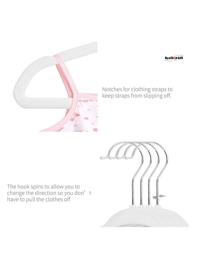 Red Dot Gift علاقة ملابس حضانة بيضاء بخطاف دوار 360 درجة كروم، 28 سم، 30 قطعة  - Image 4