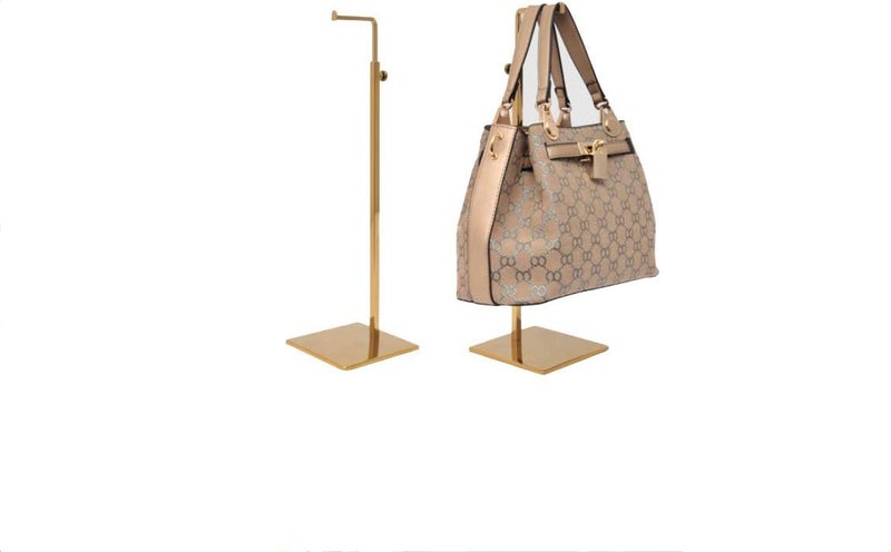 BNN Adjustable Metal Handbag Rack Tabletop Handbag Purse Display Stand Single Hook Bag Stand Holder (Gold) - Image 2