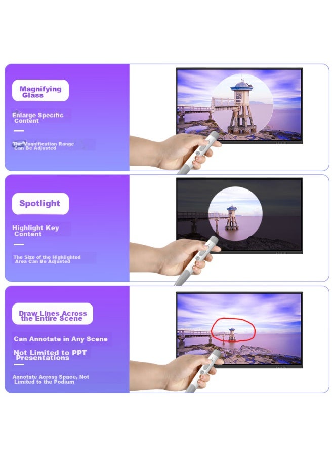 Whist F21 Wireless Microphone, Ppt Page-turning Pen, Multi-functional Telescopic Pointer For Teachers, Compatible With Seewo Whiteboard, Touch-sensitive Writing Pen, Multimedia Presentation, Led Screen, Dual Laser Pointer - Image 1