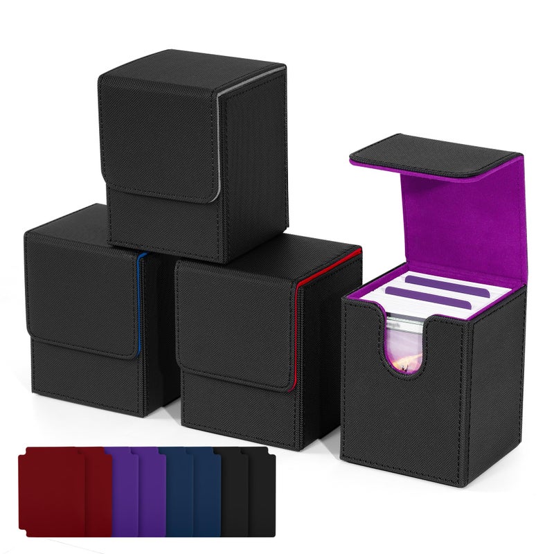 ZLCA Card Deck Box for Trading Cards,PU Leather Magnetic Card Storage Box Fits for TCG CCG Magic Game Cards(Black Set) - Image 1