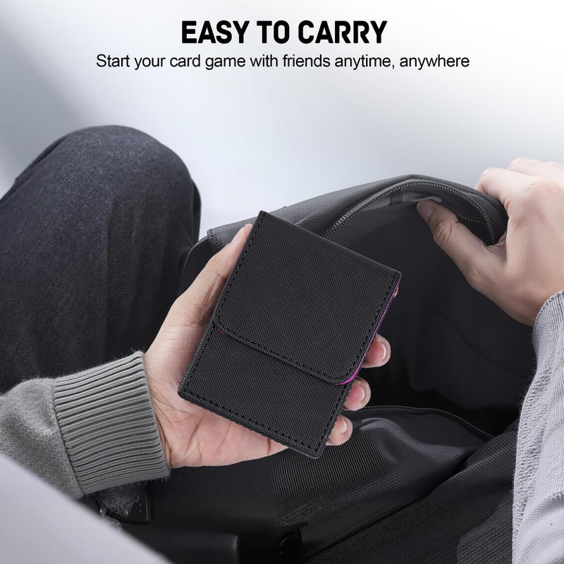ZLCA Card Deck Box for Trading Cards,PU Leather Magnetic Card Storage Box Fits for TCG CCG Magic Game Cards(Black Set) - Image 5