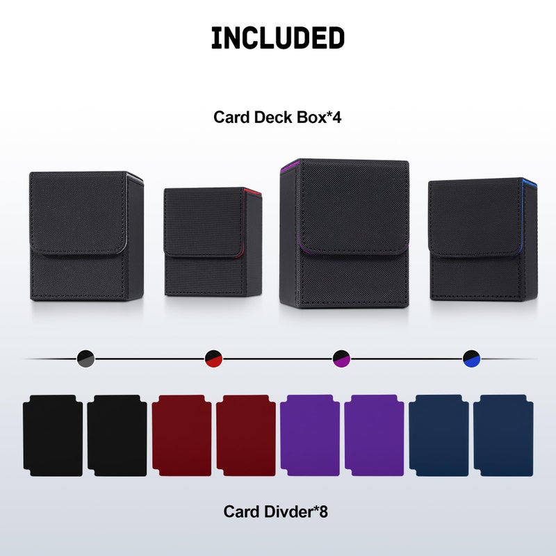 ZLCA Card Deck Box for Trading Cards,PU Leather Magnetic Card Storage Box Fits for TCG CCG Magic Game Cards(Black Set) - Image 4
