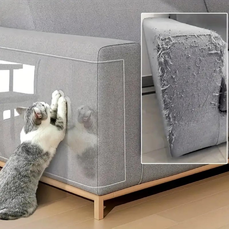 HAPPYMATES Cat Scratcher Pad &Tape, Leather Couch Protector Sticker, Anti-Scratch Protector for Leather & Wooden Surfaces Claw Resistant Self-Adhesive Sticker (Clear Protector Film, 50 X 254 cm) - Image 2