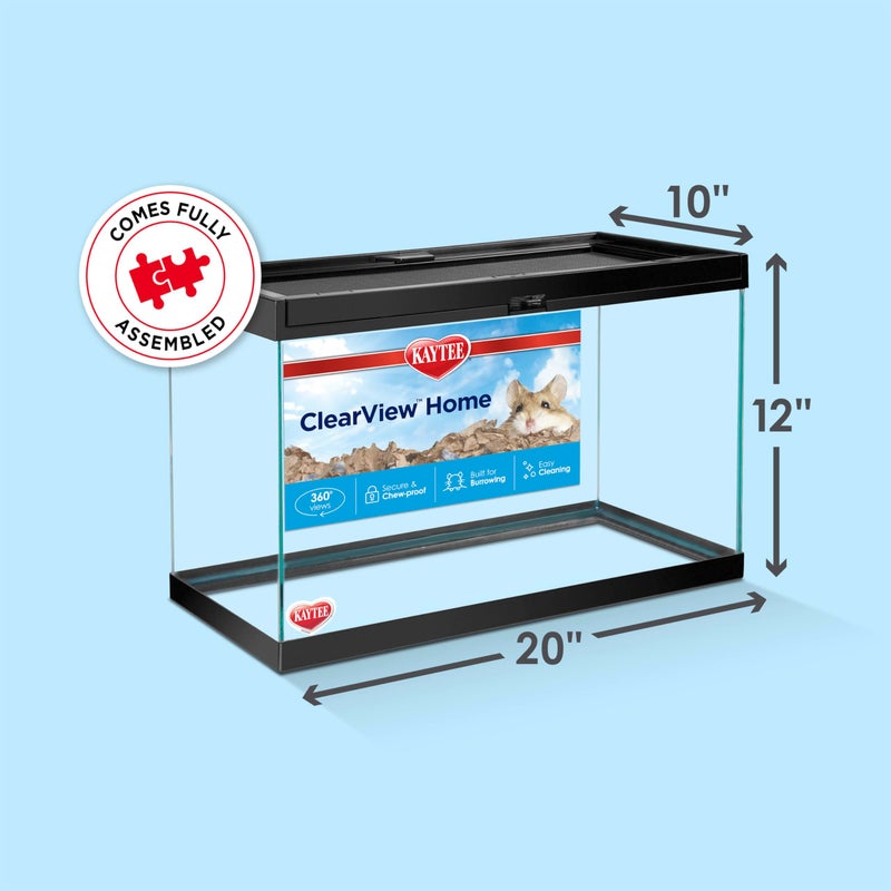 Kaytee Clearview Home Bundle, Glass Hamster Habitat, Secure and Chew-Proof, Fully Assembled, Easy to Clean, Comes with Bedding, Food, Treats, 20 inches - Image 2