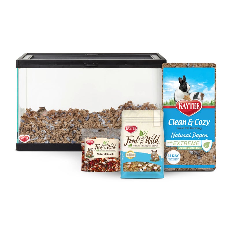 Kaytee Clearview Home Bundle, Glass Hamster Habitat, Secure and Chew-Proof, Fully Assembled, Easy to Clean, Comes with Bedding, Food, Treats, 20 inches - Image 1
