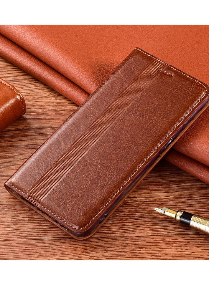 General Case for Honor 400 Pro with Flip, Genuine Leather Magnetic Case Mobile Wallet Case with Card Holder,Foldable TPU Case for Honor 400 Pro  - Image 1