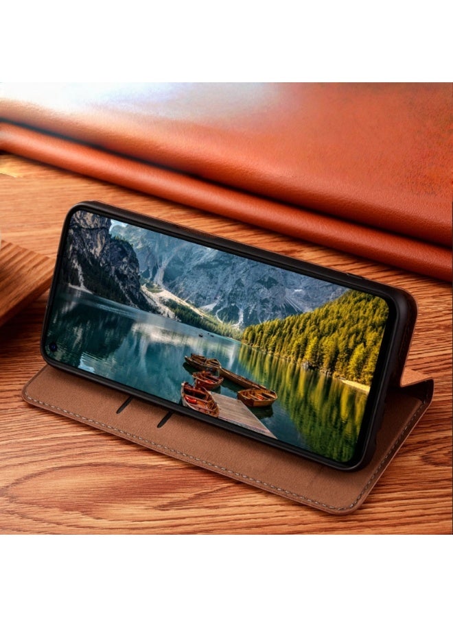 General Case for Honor 400 Pro with Flip, Genuine Leather Magnetic Case Mobile Wallet Case with Card Holder,Foldable TPU Case for Honor 400 Pro  - Image 4
