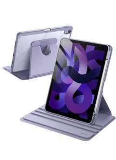Jetech Rotating Case for Ipad Air 11 Inch M2 2024 360 Degree Rotation Protective Stand Cover Clear Back Auto Wake Sleep Purple  - Image 1