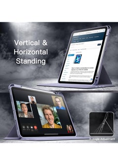 Jetech Rotating Case for Ipad Air 11 Inch M2 2024 360 Degree Rotation Protective Stand Cover Clear Back Auto Wake Sleep Purple  - Image 4