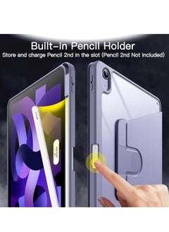 Jetech Rotating Case for Ipad Air 11 Inch M2 2024 360 Degree Rotation Protective Stand Cover Clear Back Auto Wake Sleep Purple  - Image 5