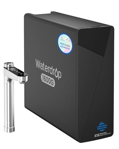 Waterdrop X16-BAS Reverse Osmosis Water Filter, Alkaline Mineral, NSF/ANSI 42&58&372 Certified, 1600 GPD, 11-Stage Filtration, UnderSink RO, 3:1 Pure to Drain, Smart Stainless Steel Faucet, BPA Free - Image 1