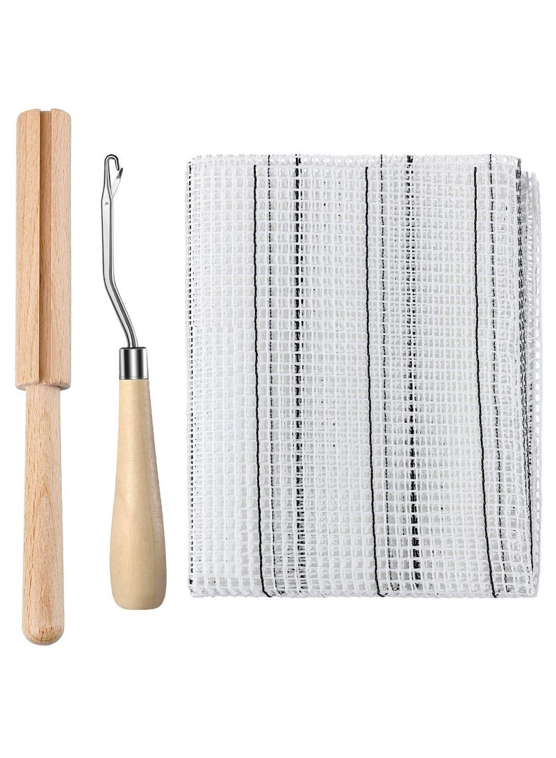 Y&D 3 Pieces Latch Hook Tool Rug Mesh Fabric Canvas Wooden Bent Yarn Cutter Embroidery Crafts Supplies for Tapestry DIY(19 x 39 Inches)  - Image 1