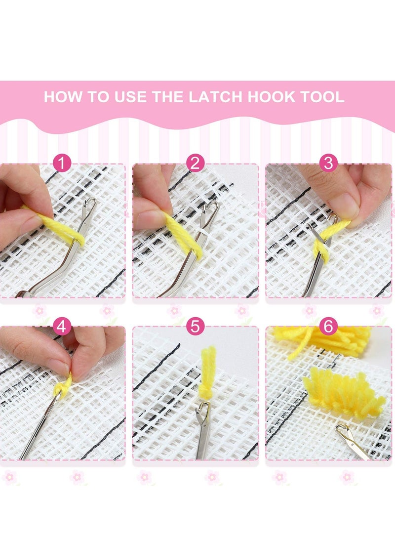 Y&D 3 Pieces Latch Hook Tool Rug Mesh Fabric Canvas Wooden Bent Yarn Cutter Embroidery Crafts Supplies for Tapestry DIY(19 x 39 Inches)  - Image 3