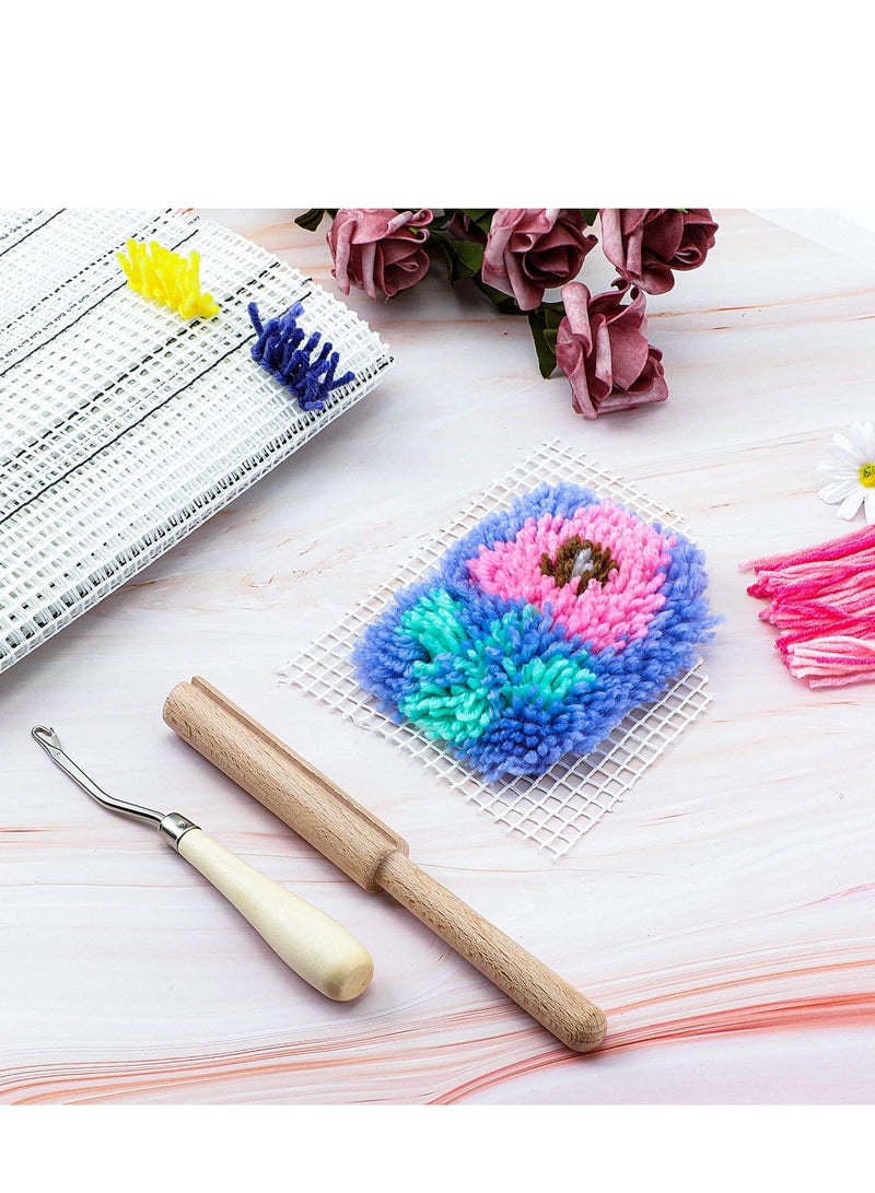 Y&D 3 Pieces Latch Hook Tool Rug Mesh Fabric Canvas Wooden Bent Yarn Cutter Embroidery Crafts Supplies for Tapestry DIY(19 x 39 Inches)  - Image 5