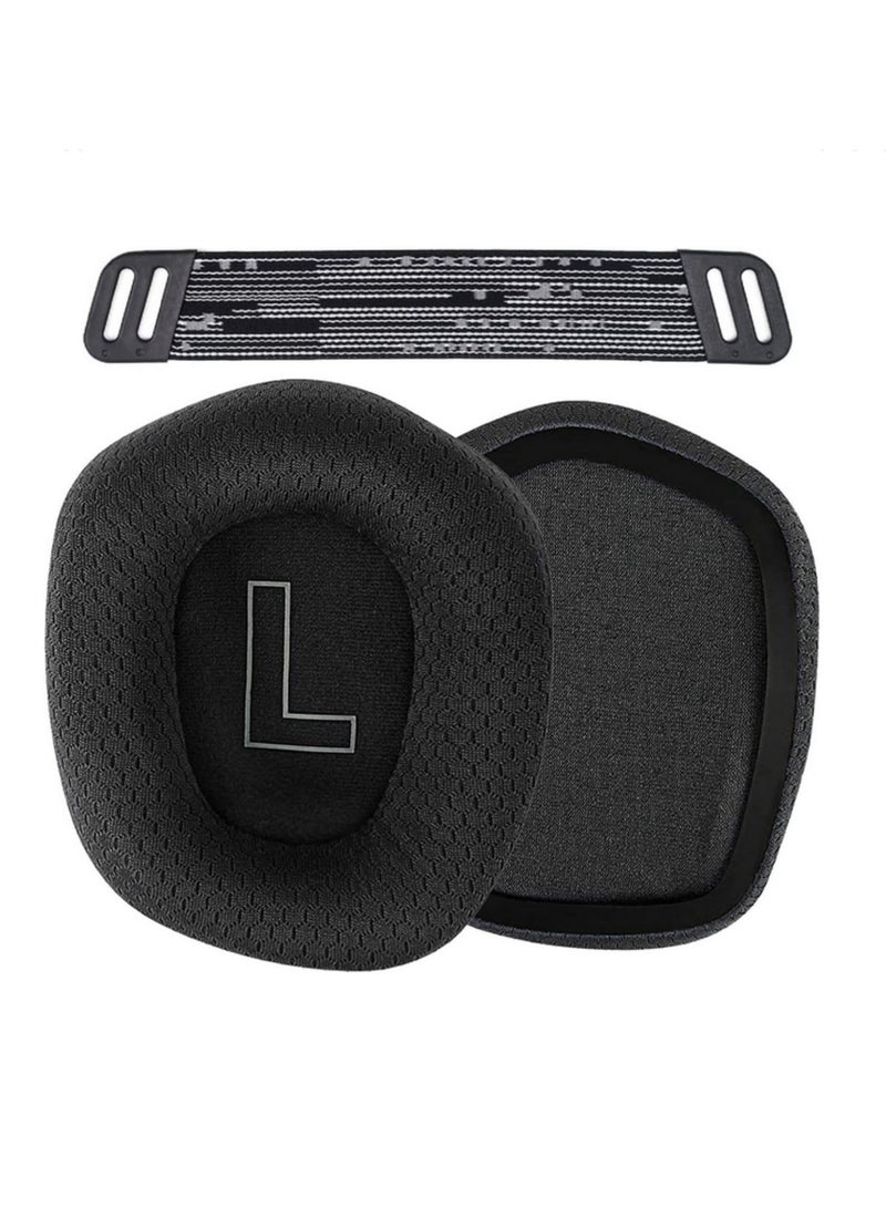 Replacement Memory Foam Ear Pads Headband Cushion for Logitech G733 Breathable Mesh Earmuffs, Comfortable Repair Parts (2 Earpads + 1 Headband) Black  - Image 1