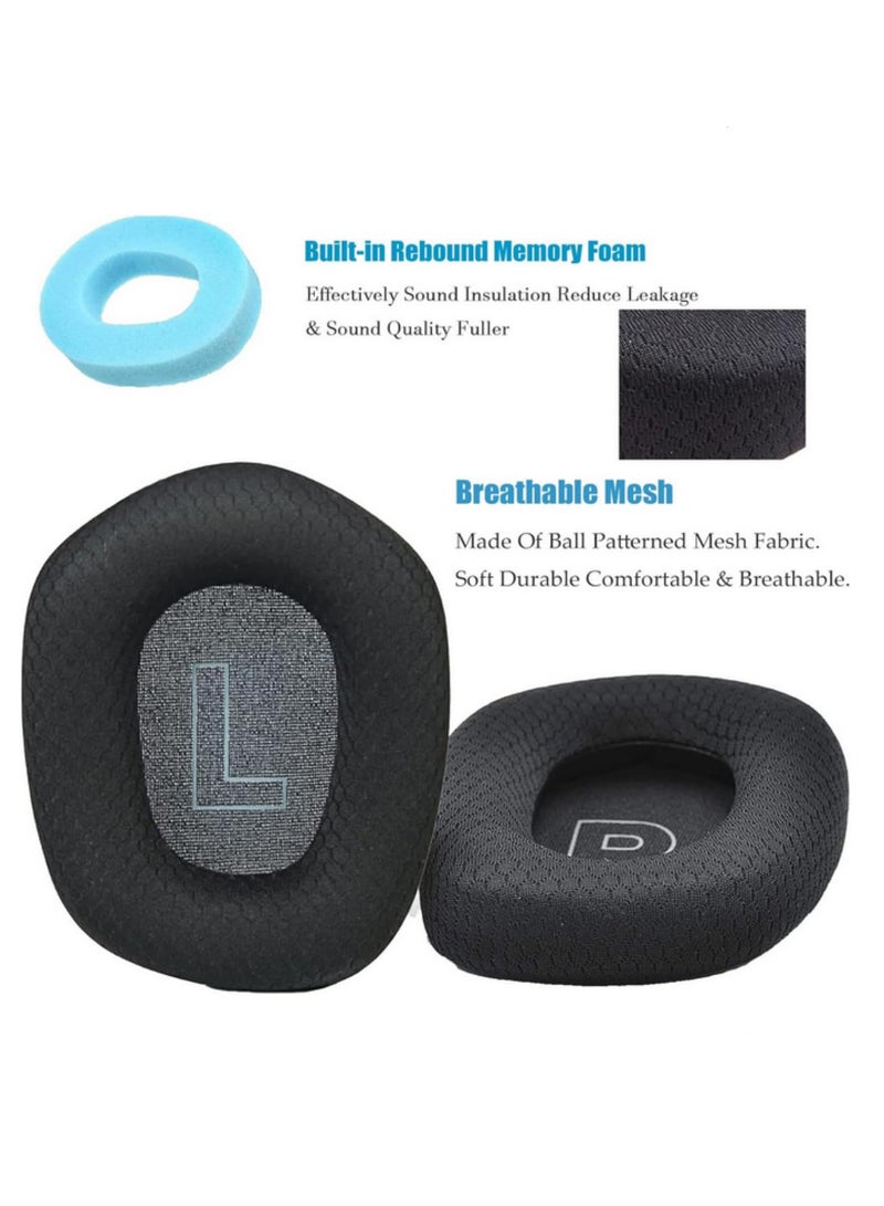 Replacement Memory Foam Ear Pads Headband Cushion for Logitech G733 Breathable Mesh Earmuffs, Comfortable Repair Parts (2 Earpads + 1 Headband) Black  - Image 5