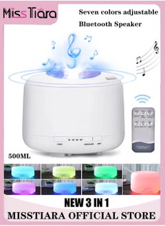 MissTiara Humidifier Aromatherapy Essential Oil Diffuser Bluetooth Speaker 5.0, 500ML Aromatherapy Essential Oil Diffuser for Large Room Bedroom Office Home 14 Color Night Light with Remote Control  - Image 1