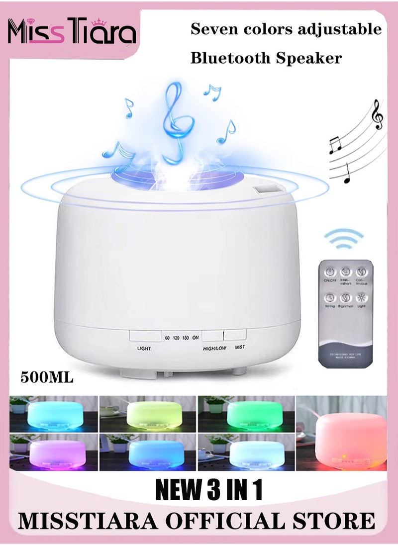 MissTiara - Humidifier Aromatherapy Essential Oil Diffuser Bluetooth Speaker 5.0, 500ML Aromatherapy Essential Oil Diffuser for Large Room Bedroom Office Home 14 Color Night Light with Remote Control - Image 1