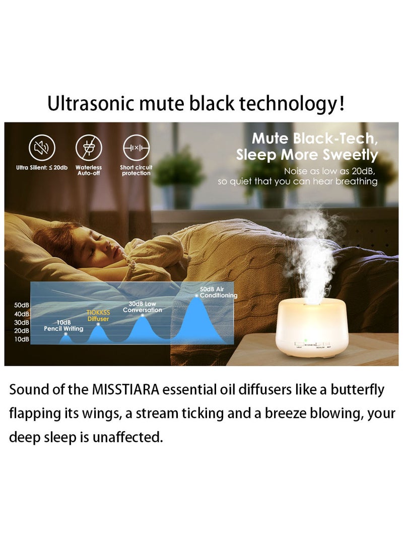 MissTiara - Humidifier Aromatherapy Essential Oil Diffuser Bluetooth Speaker 5.0, 500ML Aromatherapy Essential Oil Diffuser for Large Room Bedroom Office Home 14 Color Night Light with Remote Control - Image 1