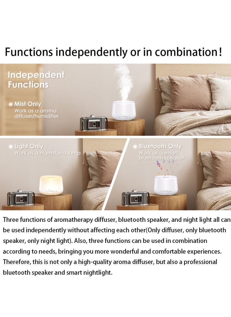 MissTiara - Humidifier Aromatherapy Essential Oil Diffuser Bluetooth Speaker 5.0, 500ML Aromatherapy Essential Oil Diffuser for Large Room Bedroom Office Home 14 Color Night Light with Remote Control - Image 1