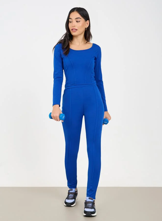 ستايلي Binding Corset Effect Top & Leggings Set