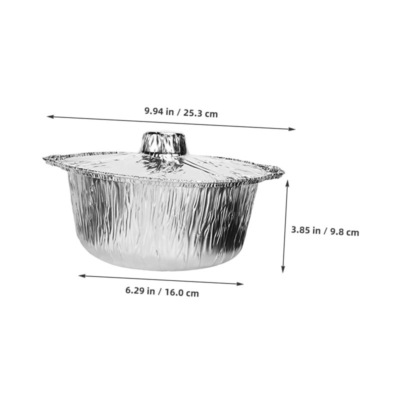 8 Pcs Aluminum Foil Pots With Lids Portable Reusable Cookware For Camping Baking Cooking - Image 3