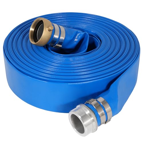 Picatu 2" x 100 ft Backwash Hose for Swimming Pools, Heavy Duty PVC Lay Flat Water Discharge Hose,Durable Pool Drain Hose with Aluminum Pin Lug Fittings for Pump And Filters - Image 1