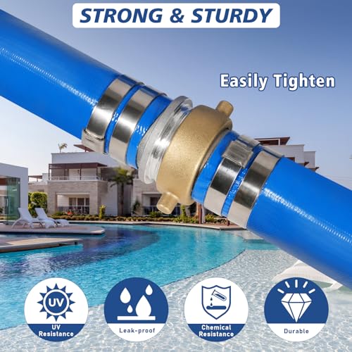 Picatu 2" x 100 ft Backwash Hose for Swimming Pools, Heavy Duty PVC Lay Flat Water Discharge Hose,Durable Pool Drain Hose with Aluminum Pin Lug Fittings for Pump And Filters - Image 4