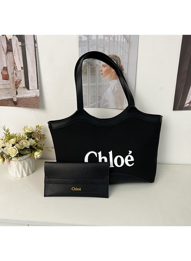 Chloe Chloé Tote Bag: Classic Black with Branded Pouch - Image 2