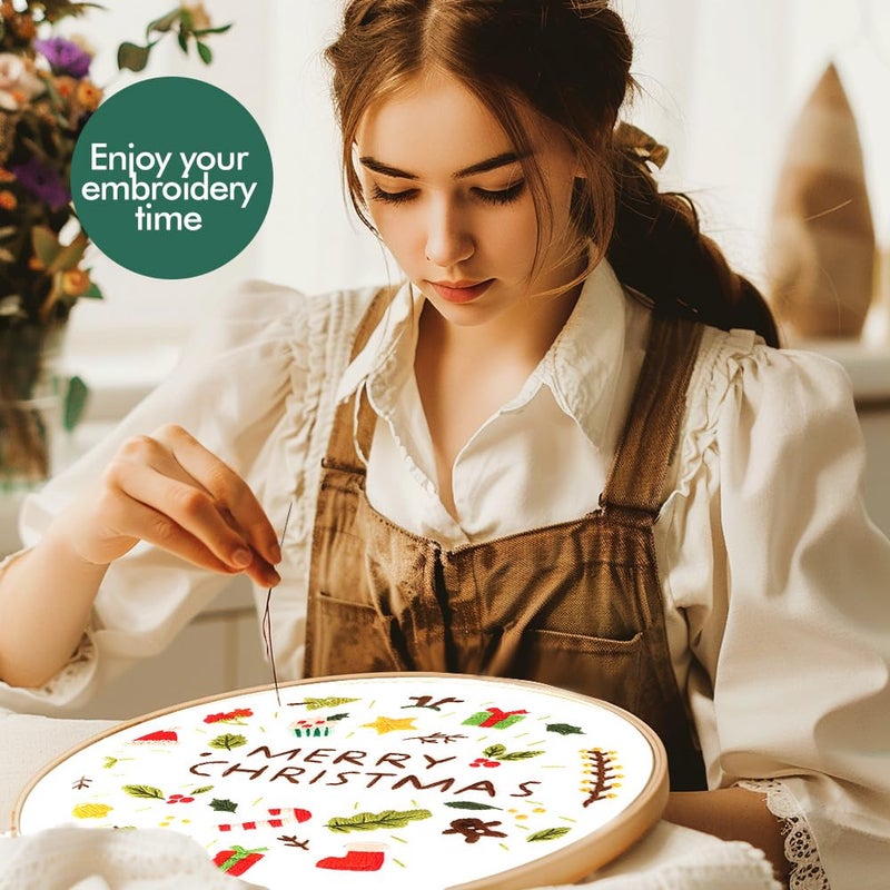wtisan Christmas Embroidery Kits: 3 Pack Cross Stitch Kit for Beginners Adults, DIY Ornaments Craft Kit with All Tools & Instructions, Stamped Hand Embroidery Starter Kit for Holiday Crafts & Xmas Home Decor - Image 5