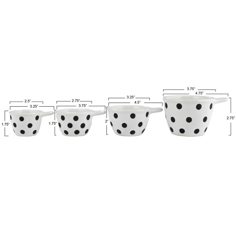 Creative Co-Op Ceramic Measuring Cup, Set of 4, Black and White - Image 2