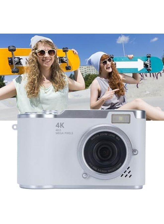 Digital Zoom Camera 48MP 1080P Vlogging with Flip Screen Autofocus LED Fill Light White - Image 4