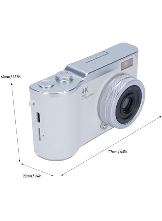 Digital Zoom Camera 48MP 1080P Vlogging with Flip Screen Autofocus LED Fill Light White - Image 3